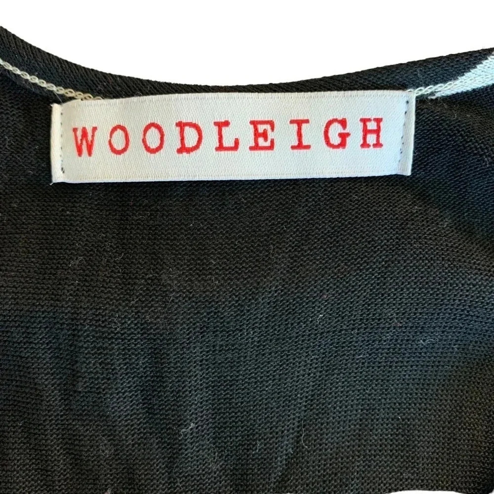 WOODLEGH women's XS maxi asymmetrical striped dress, black, tan and coral - Picture 2 of 5
